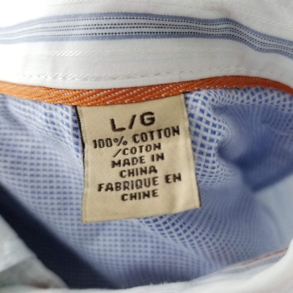 TOMMY BAHAMA Mens Long Sleeve White Striped Sz L - Picture 8 of 8